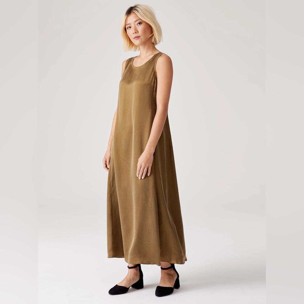 Eileen Fisher Sandwashed Cupro Shaped Dress
